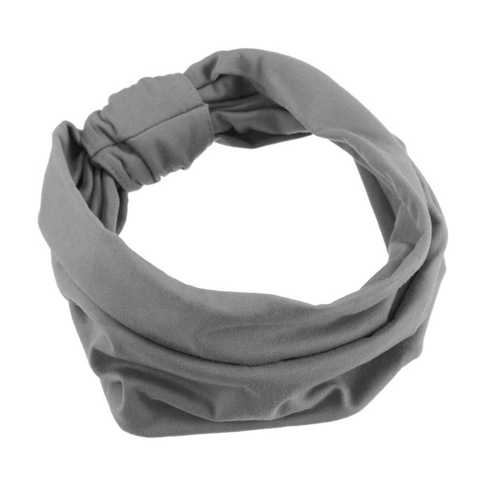 Polyester Cotton Stretchy Moisture Wicking Sweatbands Headband Gray